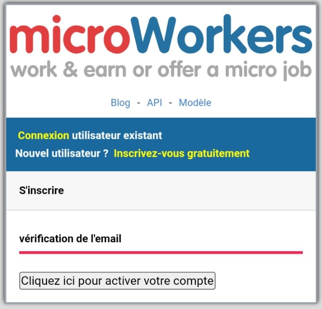 Vérification du compte microworkers - gagner de l'argent en cliquant sur j'aime